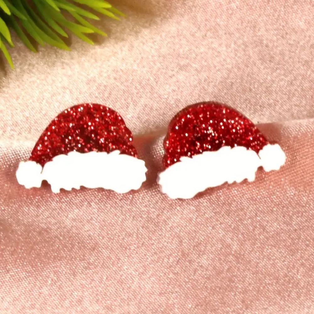 Santa Hat Christmas Acrylic Stud
Earrings NEW